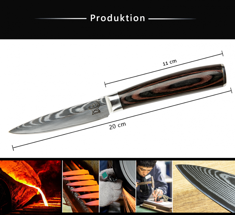 Zeuß Damast-Messer Santokumesser Damastmesser Küchenmesser LH Lifestyle Kochmesser